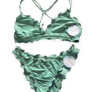 Altar'd State Women's Bathing Suit Bikini Eucalyptus Green AS2YA97 Small 2 Piece